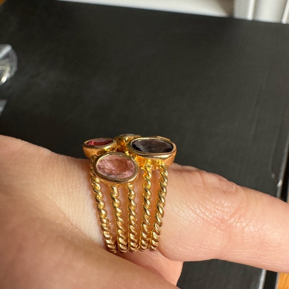 Gold Ring With Multi Colored Stones - Picture 3 of 4